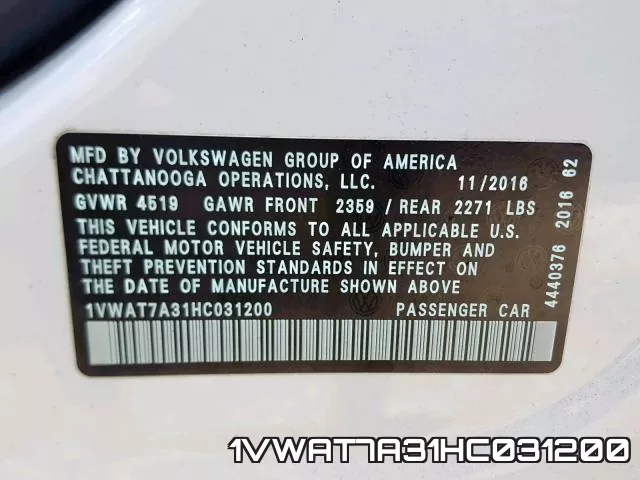 1VWAT7A31HC031200 фото 2
