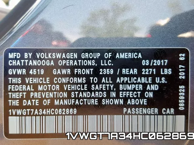 1VWGT7A34HC062869 фото 2