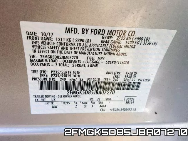 2FMGK5D85JBA07270 фото 2