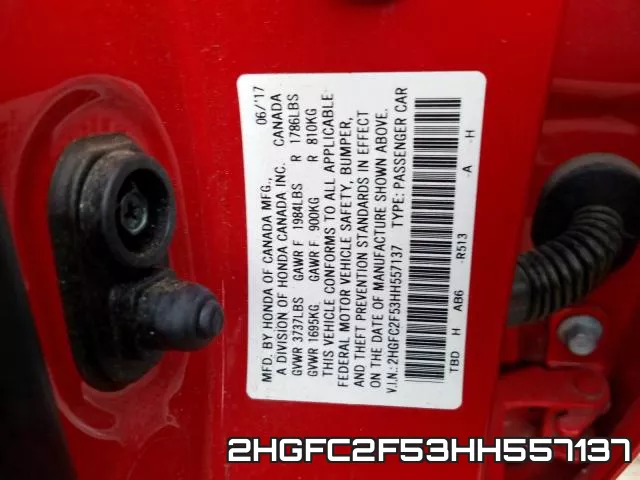 2HGFC2F53HH557137 фото 2