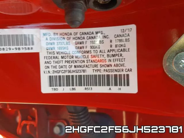 2HGFC2F56JH523781 фото 2