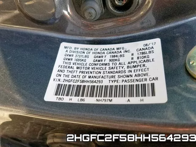 2HGFC2F58HH564293 фото 2