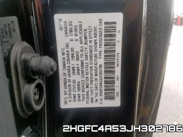 2HGFC4A53JH302786 фото 2