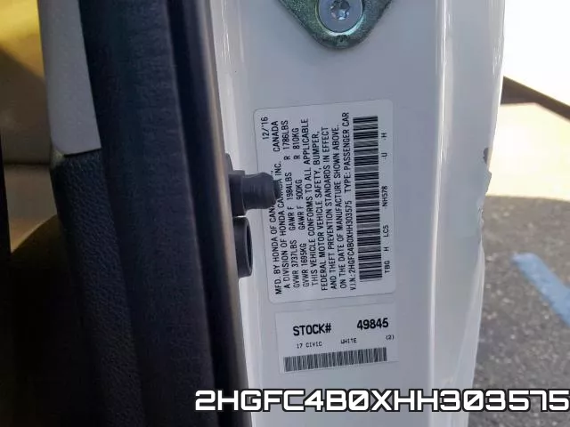 2HGFC4B0XHH303575 фото 2