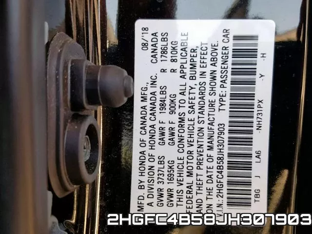 2HGFC4B58JH307903 фото 2