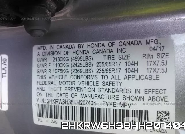 2HKRW6H38HH207404 фото 10