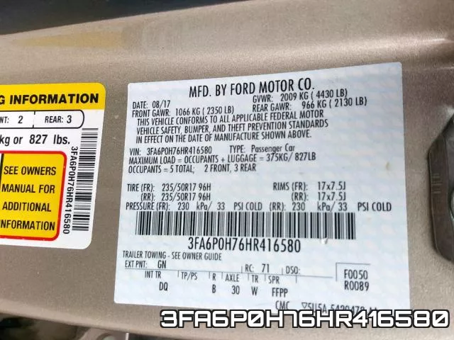 3FA6P0H76HR416580 фото 2