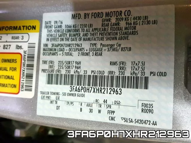 3FA6P0H7XHR212963 фото 2