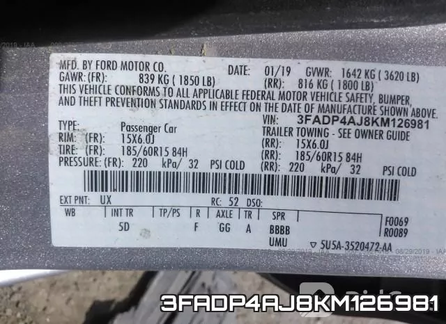 3FADP4AJ8KM126981 фото 10