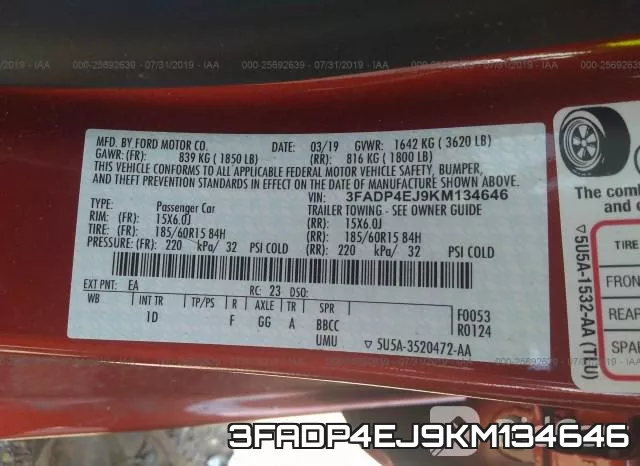 3FADP4EJ9KM134646 фото 10