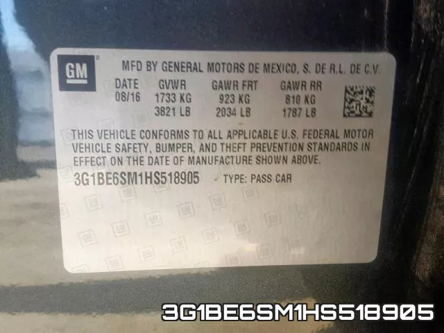 3G1BE6SM1HS518905 фото 2