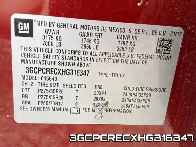 3GCPCRECXHG316347 фото 2
