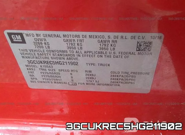 3GCUKREC5HG211902 фото 10
