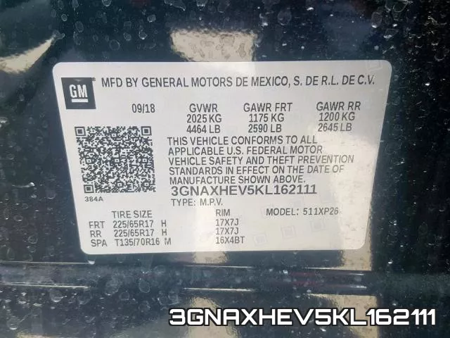3GNAXHEV5KL162111 фото 2