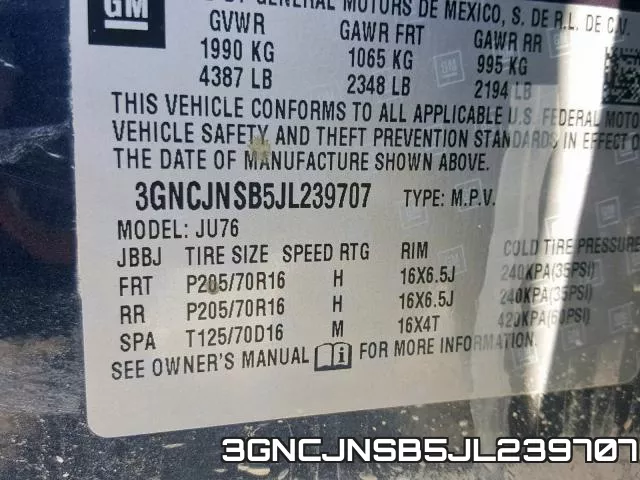 3GNCJNSB5JL239707 фото 2