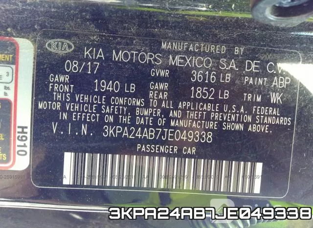 3KPA24AB7JE049338 фото 10