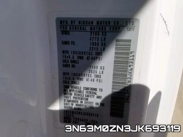 3N63M0ZN3JK693119 фото 2