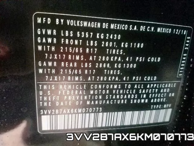 3VV2B7AX6KM070773 фото 2