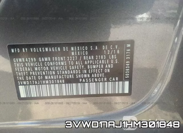 3VWD17AJ1HM301848 фото 9