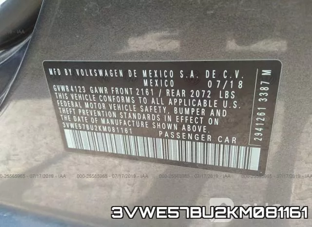 3VWE57BU2KM081161 фото 9