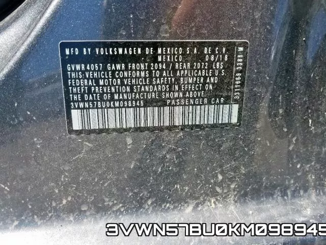 3VWN57BU0KM098945 фото 2