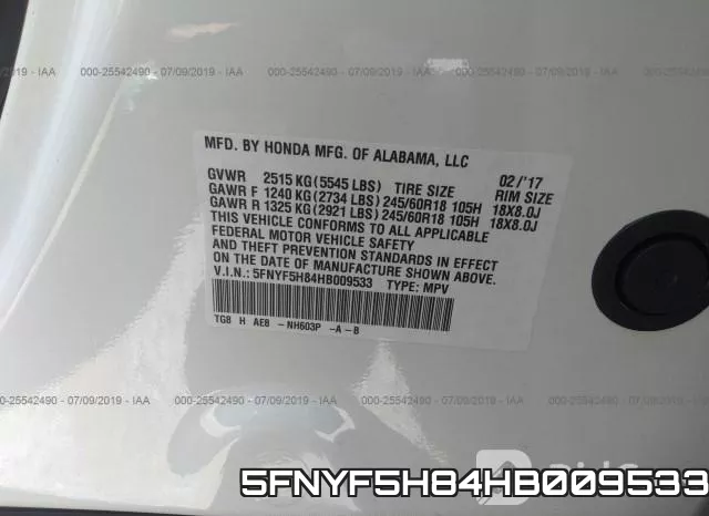5FNYF5H84HB009533 фото 10