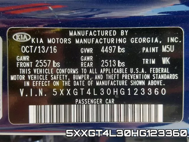 5XXGT4L30HG123360 фото 2