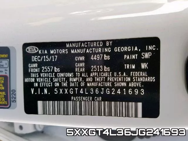 5XXGT4L36JG241693 фото 2