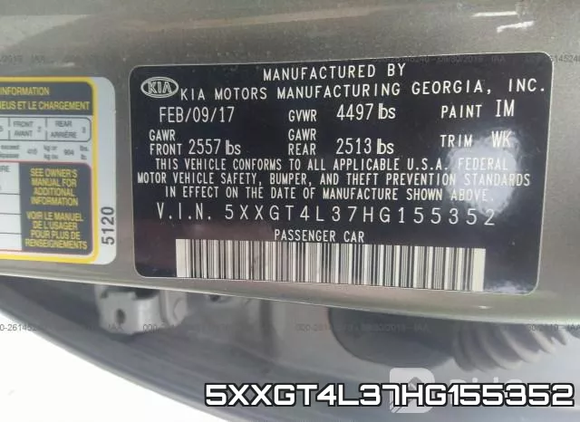 5XXGT4L37HG155352 фото 10