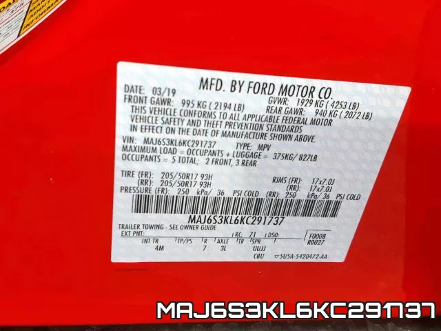 MAJ6S3KL6KC291737 фото 2