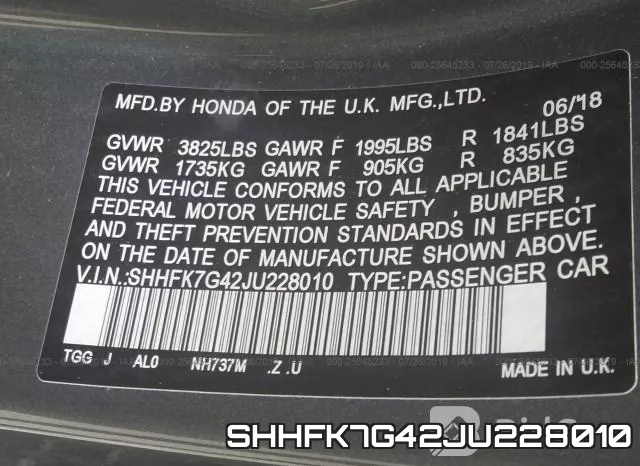 SHHFK7G42JU228010 фото 10