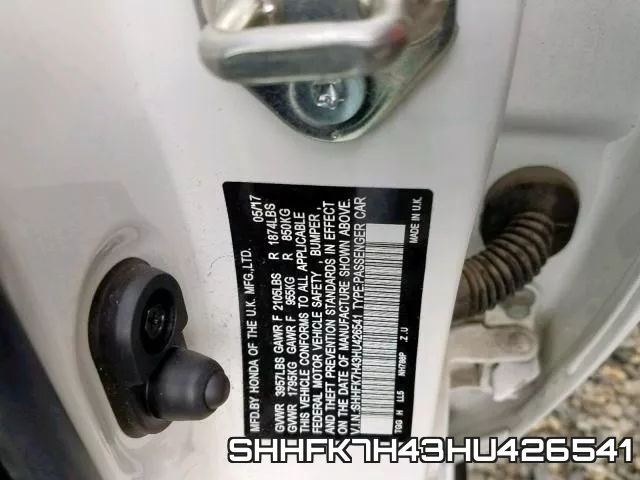 SHHFK7H43HU426541 фото 2