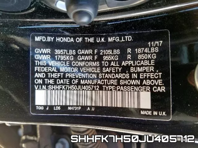 SHHFK7H50JU405712 фото 2