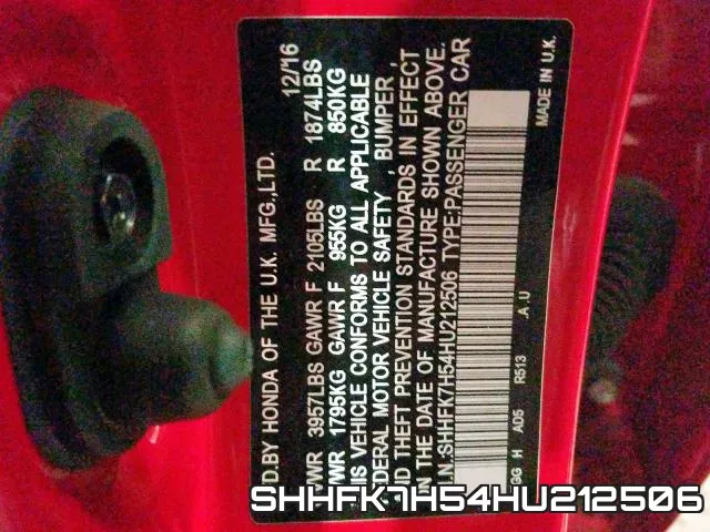 SHHFK7H54HU212506 фото 2