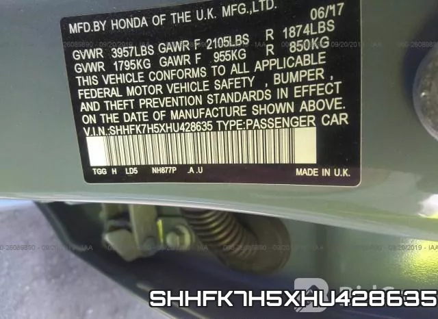 SHHFK7H5XHU428635 фото 10