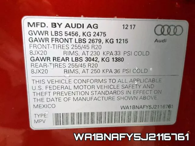 WA1BNAFY5J2116761 фото 2