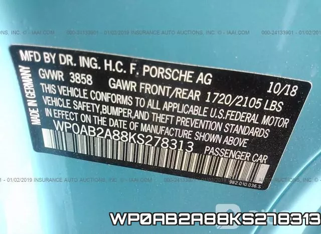 WP0AB2A88KS278313 фото 10