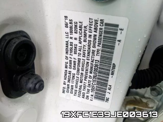 19XFC1E39JE003613 фото 2