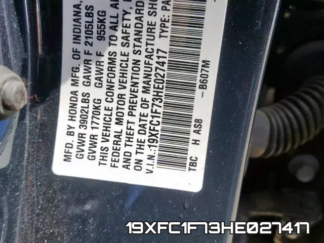 19XFC1F73HE027417 фото 2