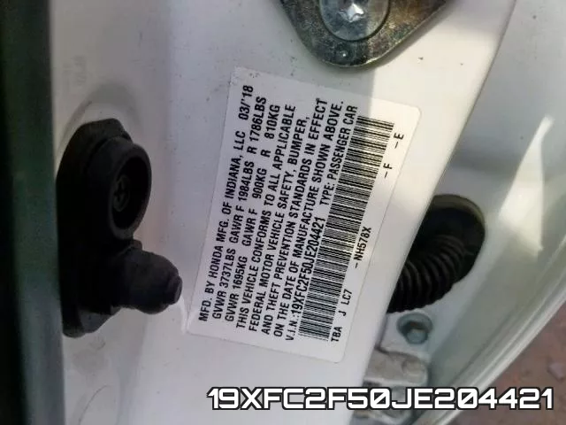 19XFC2F50JE204421 фото 2