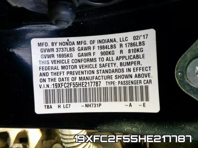 19XFC2F55HE217787 фото 2