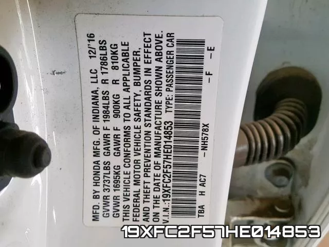 19XFC2F57HE014853 фото 2