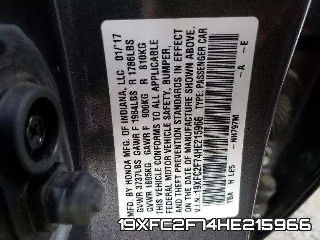 19XFC2F74HE215966 фото 2