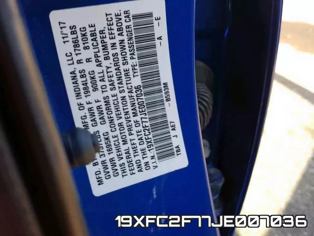 19XFC2F77JE007036 фото 2