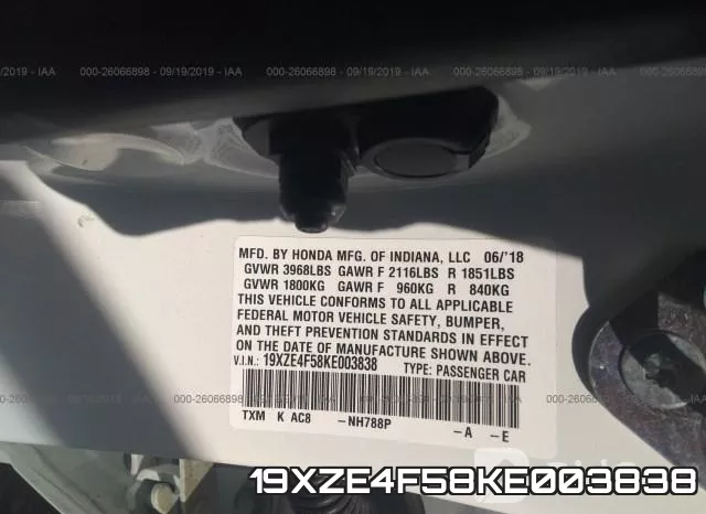 19XZE4F58KE003838 фото 10
