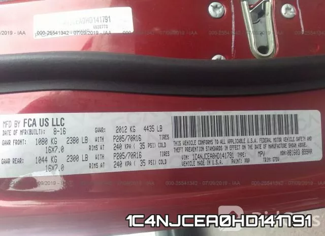 1C4NJCEA0HD141791 фото 10
