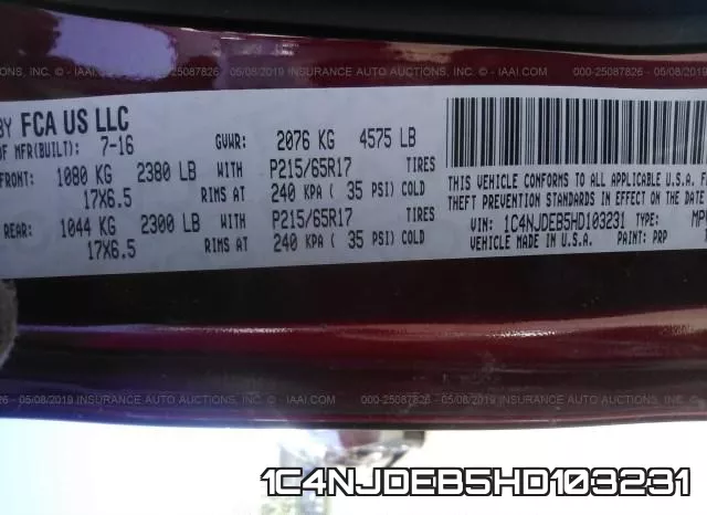 1C4NJDEB5HD103231 фото 10