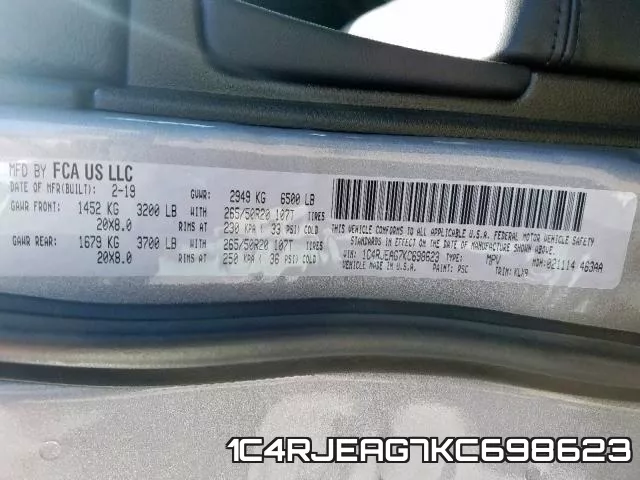 1C4RJEAG7KC698623 фото 2