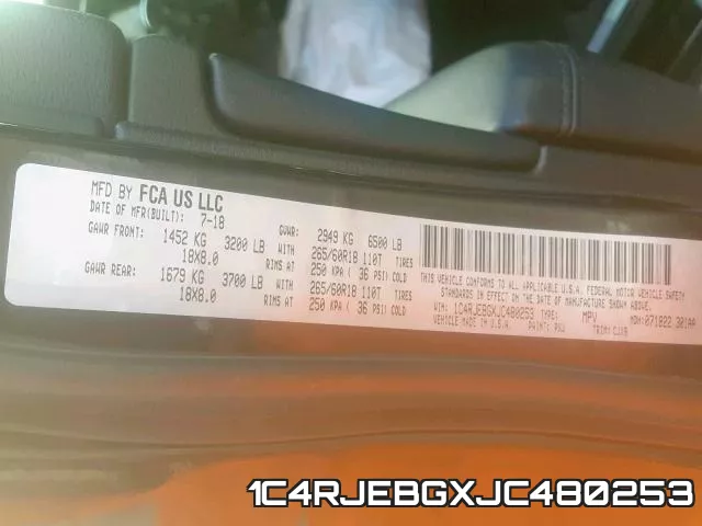 1C4RJEBGXJC480253 фото 2
