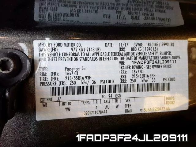 1FADP3F24JL209111 фото 2